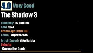 The Shadow 3 (1974) VG 4.0 Bronze Age DC Comics