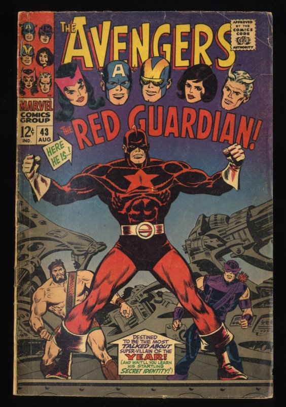 Avengers #43 GD/VG 3.0 1st Appearance Red Guardian! Black Widow!