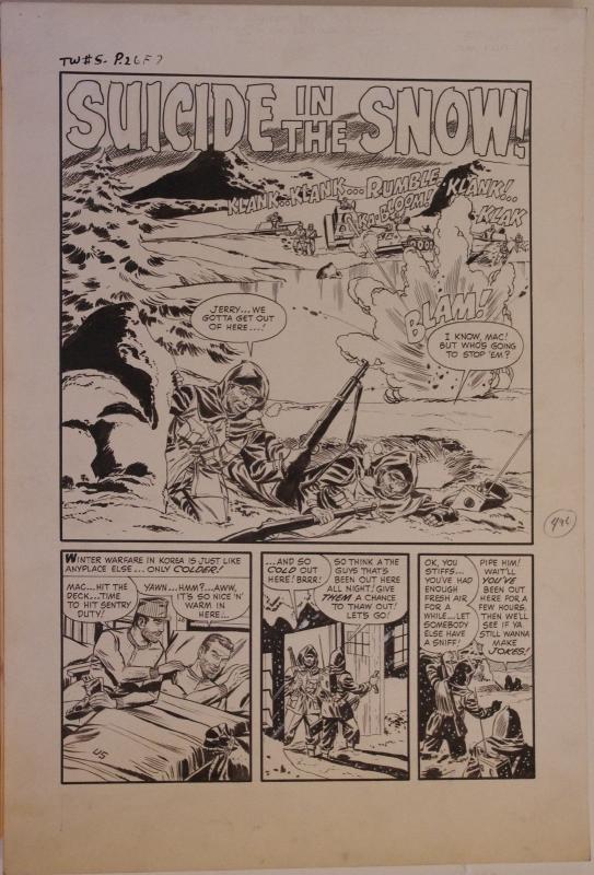 JOHN BELFI original art, TRUE WAR 5, pg 26 27 28 29 30, 1952, 5 pgs, Korean War