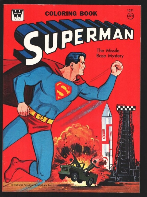 Superman Coloring Book #1031 1965-Whitman-Missile Base Mystery-No pages color...
