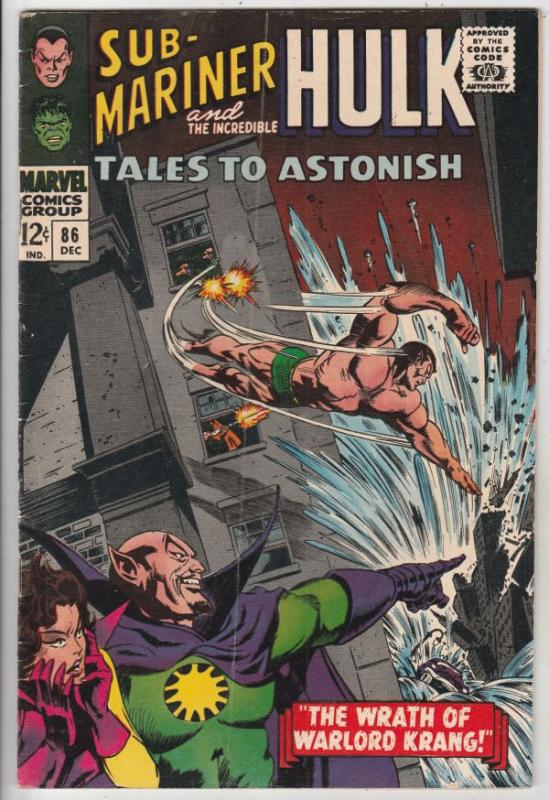 Tales to Astonish #86 (Dec-66) FN+ Mid-High-Grade Incredible Hulk, Namor the ...