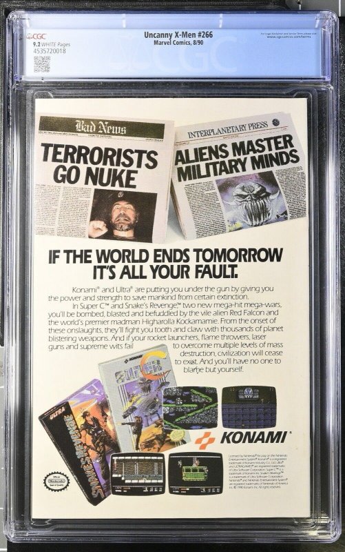 Uncanny X-men 266 Cgc 9.2 White Pages 1st Gambit