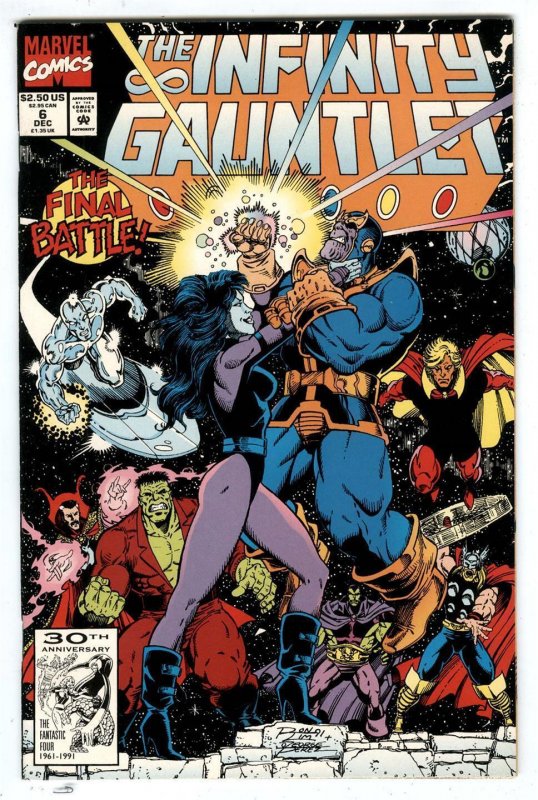 INFINITY GAUNTLET #6 (Dec 1991) 1st Print Ron Lim THANOS Dr Strange Hulk Thor  