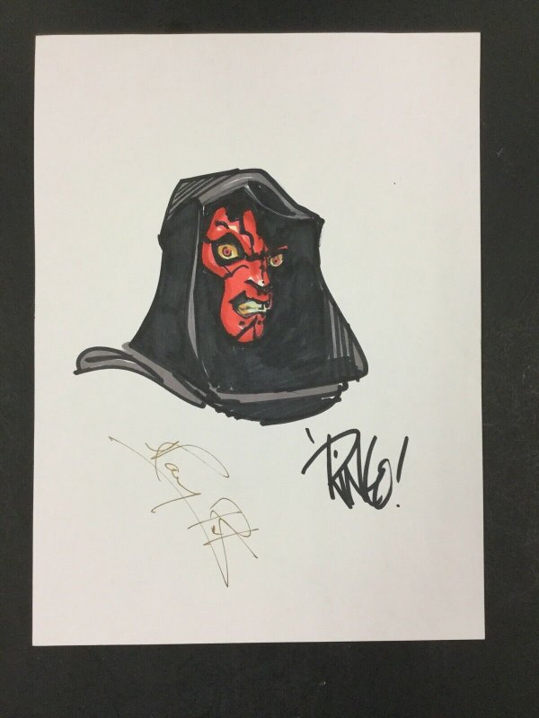 Mike Weiringo Darth Maul Sketch Signed By Ringo & Ray PARK!