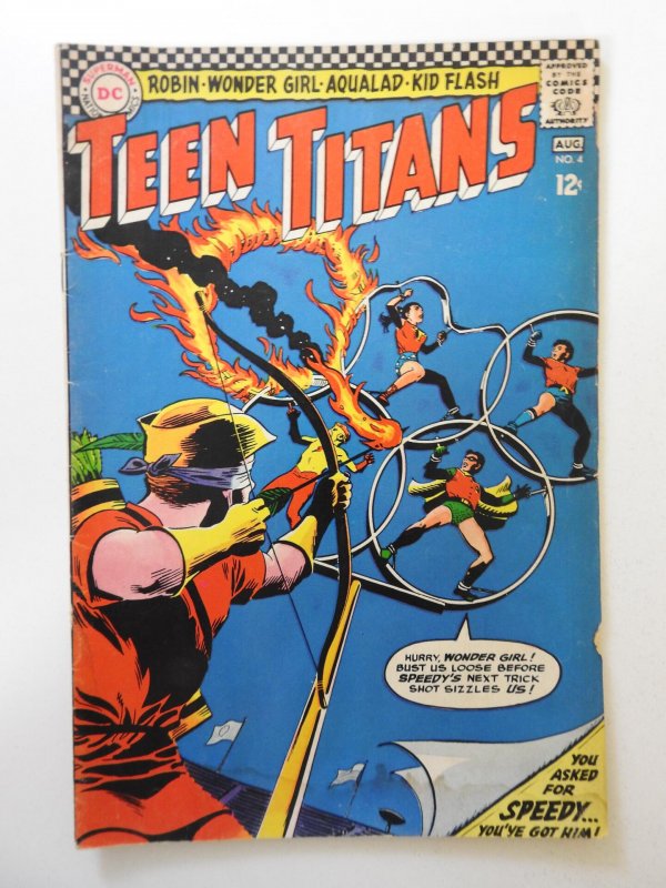 Teen Titans #4 (1966) VG- Condition! Moisture damage, rust bottom staple