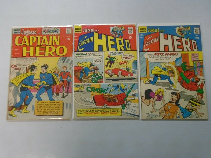 Jughead as Captain Hero 3 different issues avg 3.0 GD VG (1966-67)