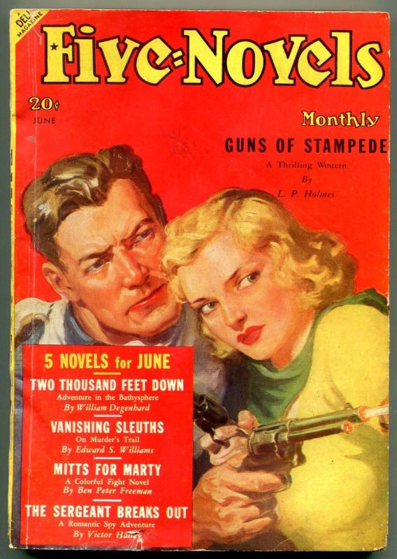 Five Novels Pulp June 1939- Guns of Stampede- Mitts for Marty VG/F