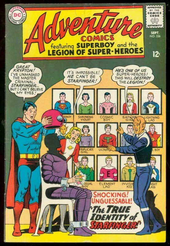 ADVENTURE COMICS #336-SUPERBOY-STARFINGER REVEALED-DC VG/FN