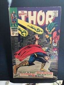 Thor #143 (1967) affordable grade enchantress key! VG+ Kirby art! Wow