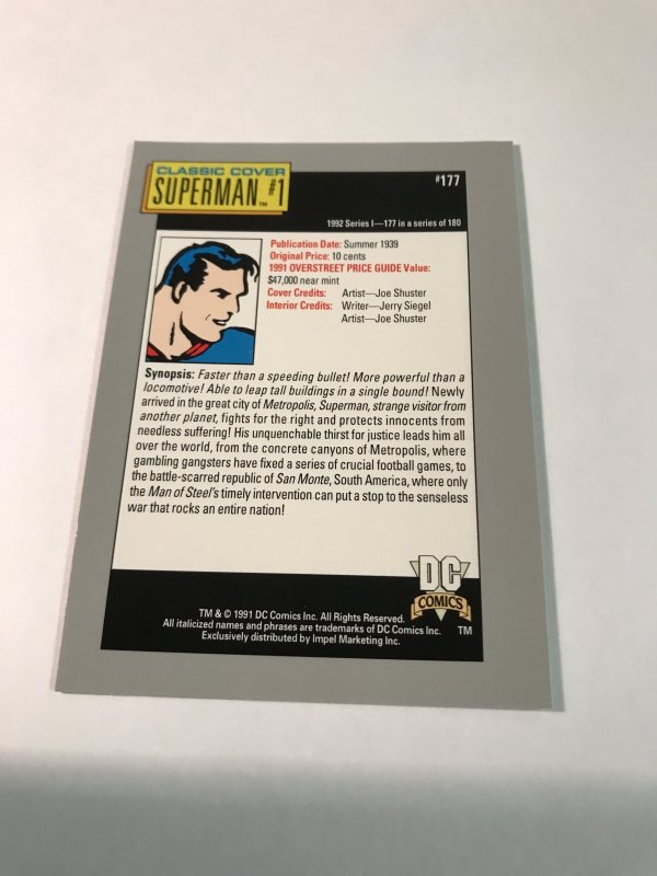 SUPERMAN #1 CLASSIC COVER #177 card : DC IMPEL Series 1 1991 NM/M; Cosmic DCU