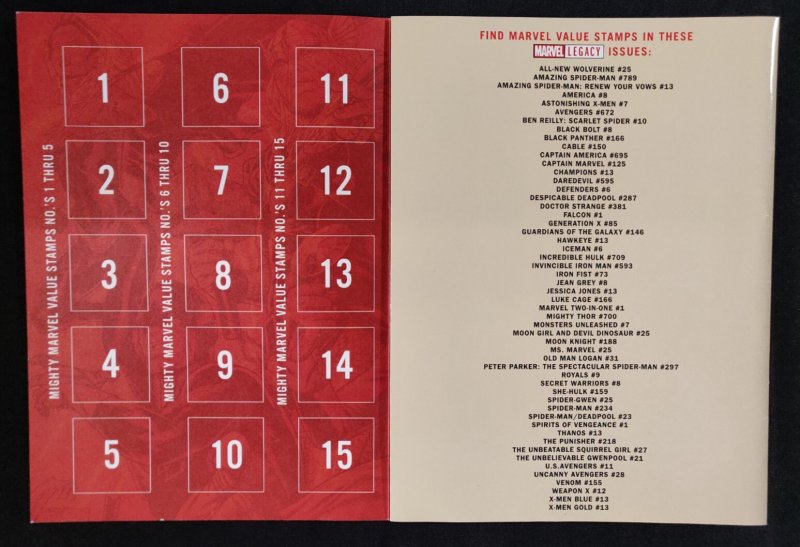 Marvel Value Stamp Book Collector Album 2017 - Unused