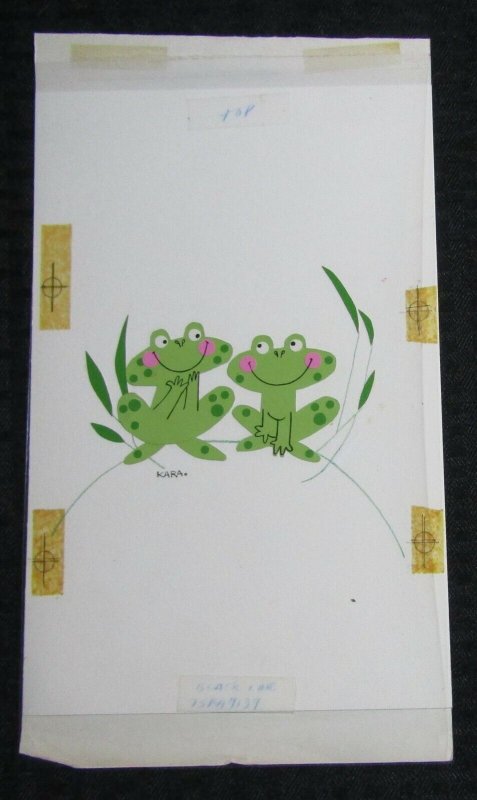 HAPPY ANNIVERSARY Cartoon Frogs on Lillypad 6x10 Greeting Card Art #A9139