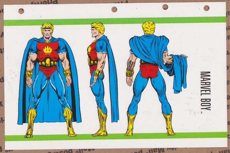 Official Handbook of the Marvel Universe Sheet- Marvel Boy