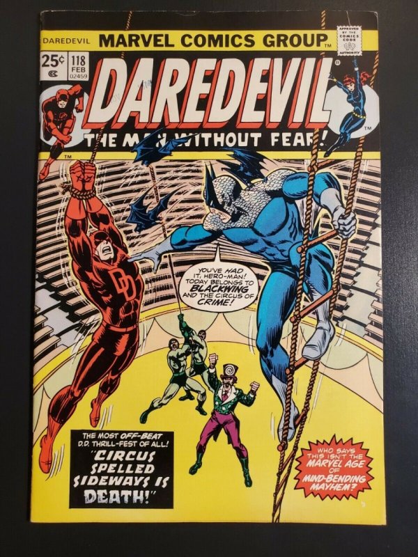 Daredevil #118 (1975) VF+ (8.5) Circus of Crime 1st Blackwing John Romita Cover|