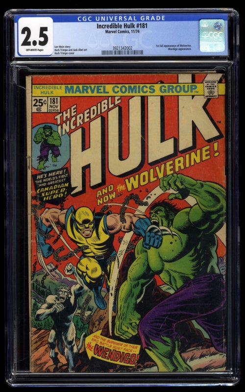 Incredible Hulk #181 CGC GD+ 2.5 Off White 1st Wolverine!