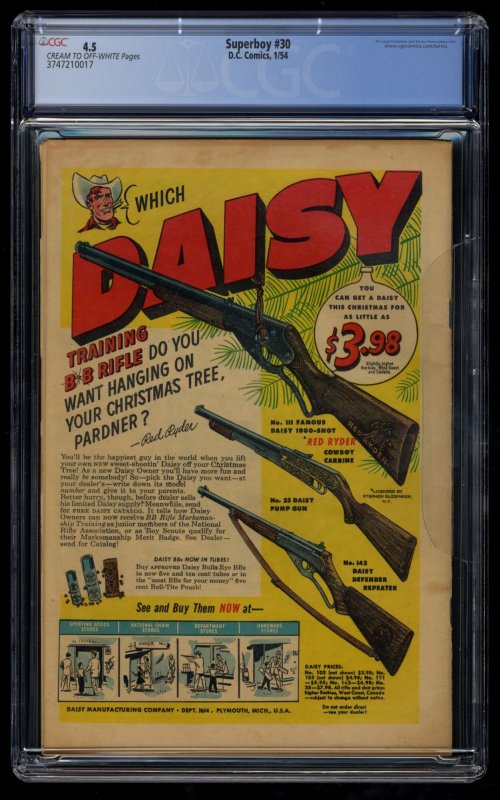 Superboy #30 CGC VG+ 4.5 Cream To Off White