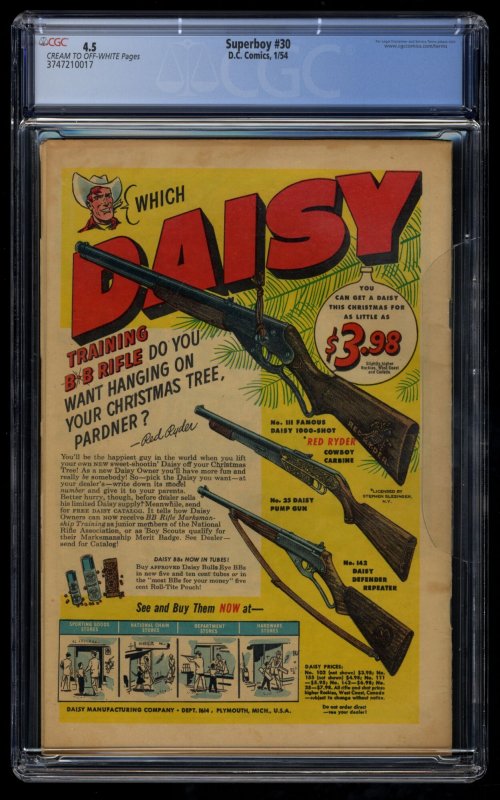 Superboy #30 CGC VG+ 4.5 Cream To Off White