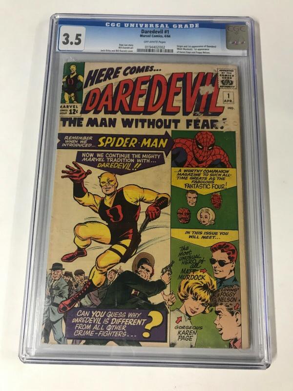 Daredevil 1 Cgc 3.5 Ow Pages Marvel Silver Age 1st Appearance