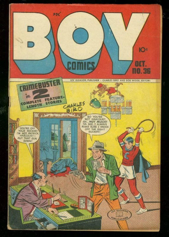 BOY COMICS #36 1947-CHARLES BIRO-BOB WOOD-BLOODY COVER VG