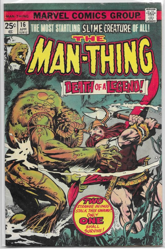 Man-Thing (vol. 1, 1974) #16 VG/FN Gerber/Buscema/Palmer, Alice Cooper spoof