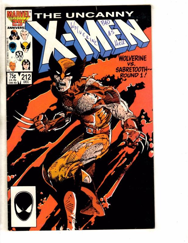 Uncanny X-Men # 212 VG Marvel Comic Book Wolverine Sabretooth Mutant Mass  MK1