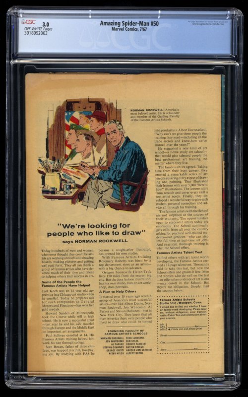 Amazing Spider-Man #50 CGC GD/VG 3.0 Off White 1st Appearance Kingpin!