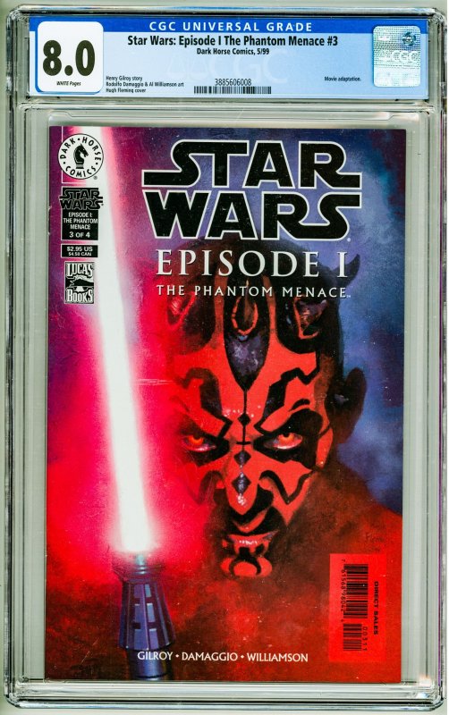 Star Wars: Episode I: The Phantom Menace #3 (1999) CGC 8.0! White Pages!