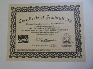 Peter Parker: Spider-Man #1 Dynamic Forces Cover (1999) W/ CoA VF+ Condition