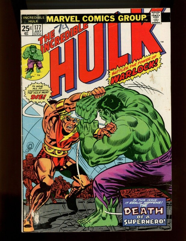 (1974) The Incredible Hulk #177 - KEY ISSUE! THE DEATH OF ADAM WARLOCK! (3.0)