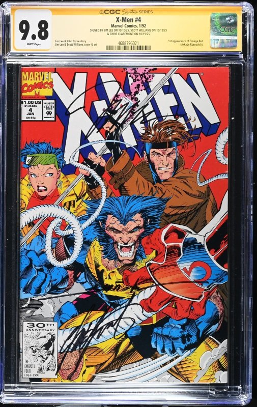 X-Men (1992) # 4 (CGC 9.8) Signed By Jim Lee * Chris Claremont * Scott Williams