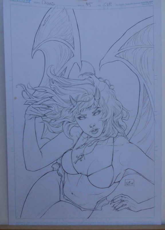 NEI RUFFINO original art, Cover of PURGATORI #1, Signed, 2014, 11x17, Beautiful