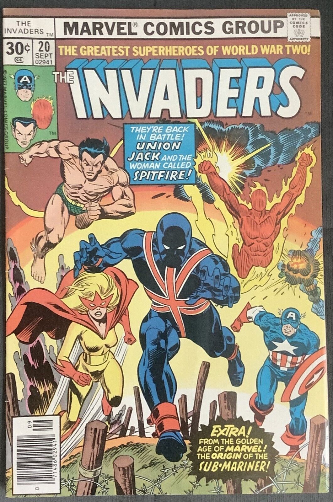 Marvel The Invaders #20 First Full Union Jack II Appearance 1977 Diamond  Variant