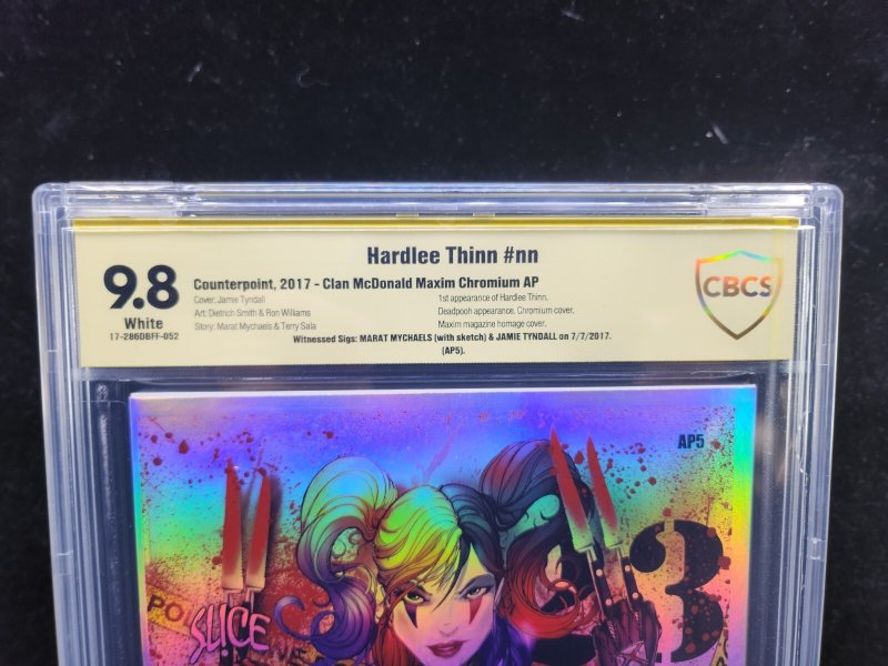 Hardlee Thinn #nn- Signed Marat Mychaels+ Jamie Tyndall/ Chrome - CBCS 9.8 -2017