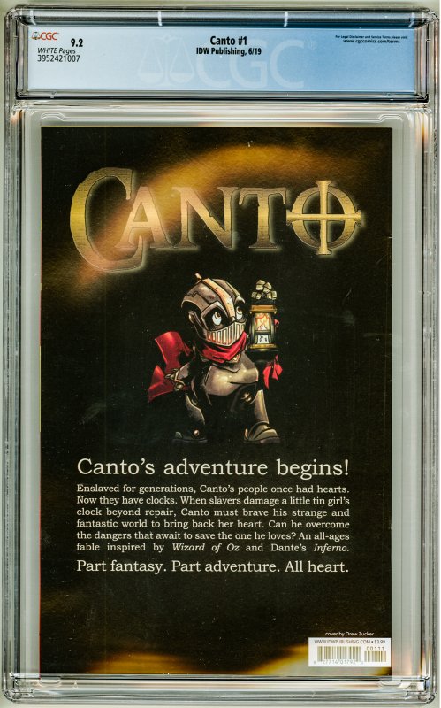 Canto #1 (2019) CGC 9.2! White Pages!
