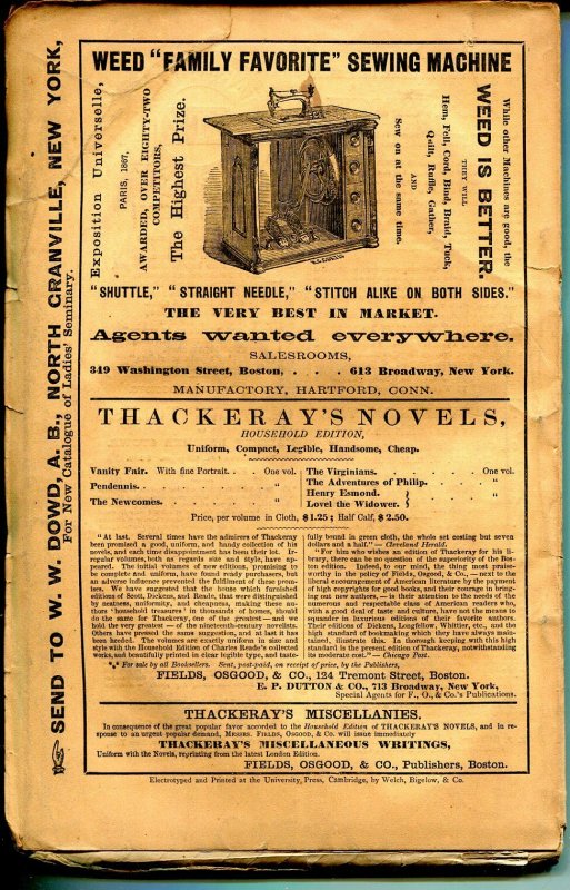 Atlantic Monthly 8/1869-pulp format-unique-rare-145 years old-VG