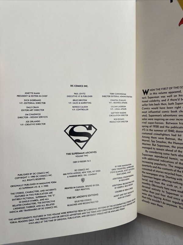 DC Comics Archive Editions Superman Volume 2 Hardcover 1990