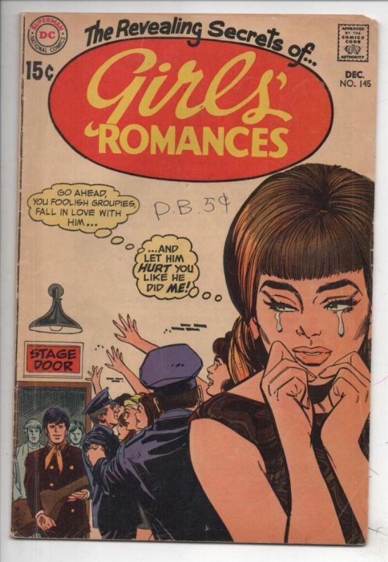 GIRLS' ROMANCES #145, VG+, DC, 1969, Romance comic