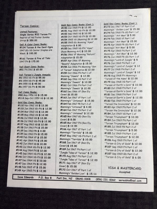 2000 THE GRIDLEY WAVE 4pg Newsletter #212 FN 6.0 Edgar Rice Burroughs / Tarzan