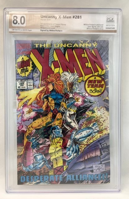 The Uncanny X-Men #281 PGX 8.0 VF, 1st Appearance/Team, Whilce Portacio Signed!