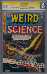 WEIRD SCIENCE #5 CGC 5.0 WALLY WOOD SS SIGNED AL FELDSTEIN PRE-CODE HORROR