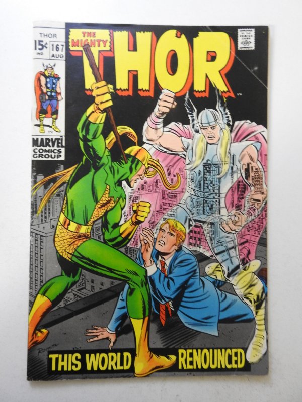 Thor #167 (1969) VG Condition centerfold detached bottom staple