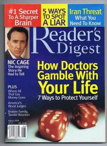 ORIGINAL Vintage August 2006 Reader's Digest No Label Nicolas Cage