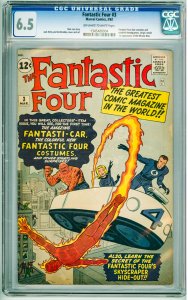 Fantastic Four #3 (1962) CGC 6.5! OWW Pages! Fantastic Four don costumes!