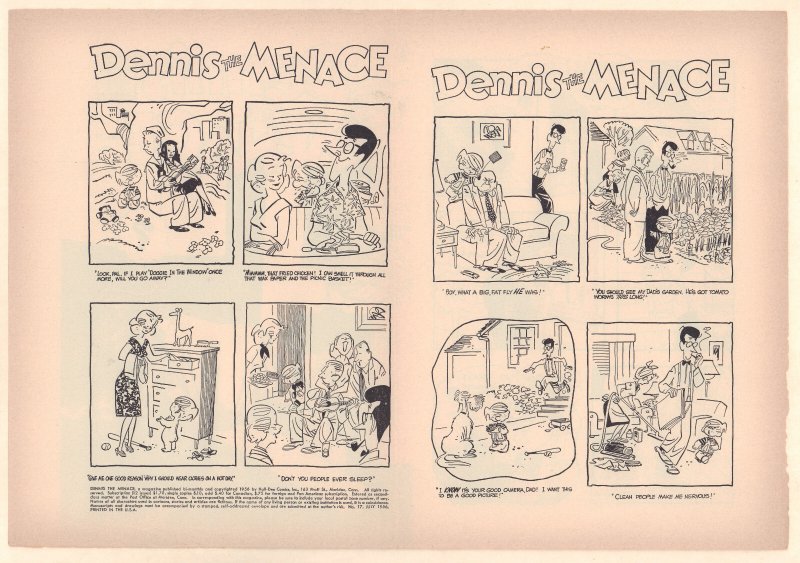 Dennis the Menace #17 Unused Comic Book Cover - Ruff in a Bath (Grade 7.5) 1956