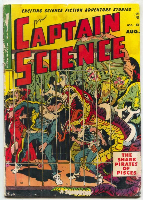 Captain Science #5 1951- Wally Wood- Great sci-fi monster cover 