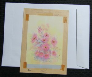 MOTHERS SPECIAL DAY Pink & Purple Flowers 6.25x9 Greeting Card Art #0868