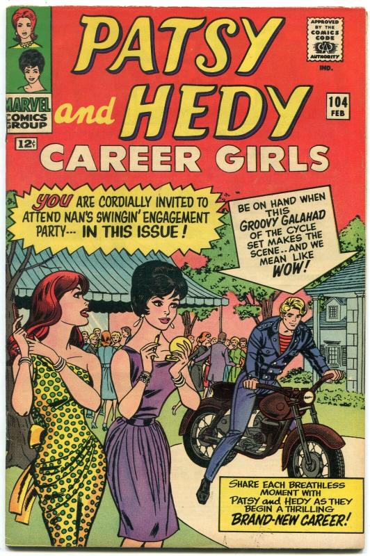 PATSY AND HEDY #104-1966-MARVEL-MOTORCYCLE cover VG