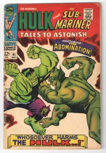 Tales to Astonish #91 (1967) 1st  COVER APPEARANCE ABOMINATION