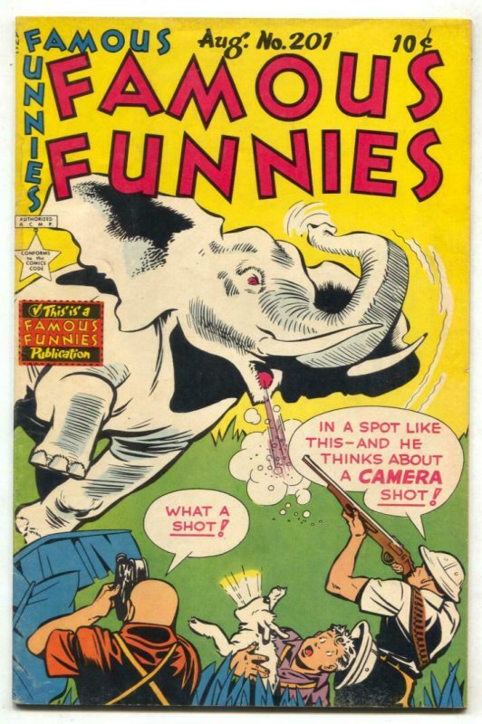 Famous Funnies #201 1952- Elephant cover- Dickie Dare FN-