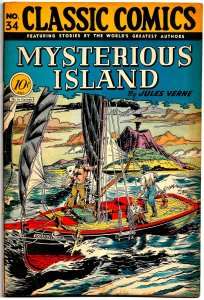 CLASSIC COMICS #34 (Feb1947) 4.5 VG+  First Edition  MYSTERIOUS ISLAND!